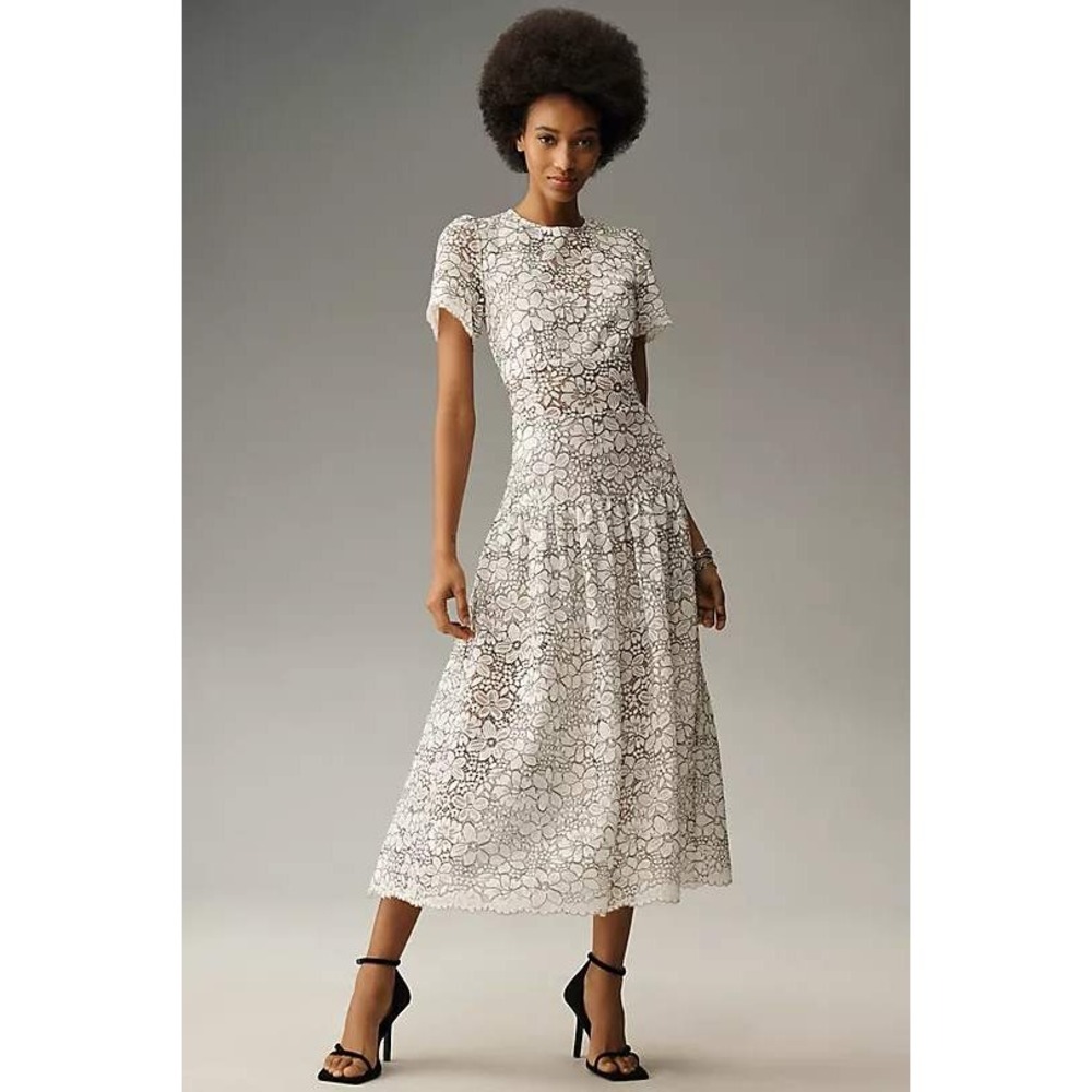 Walter Baker Mila Drop Waist Floral Lace Midi Dress Small NWT Anthro Coquette - Picture 1 of 8